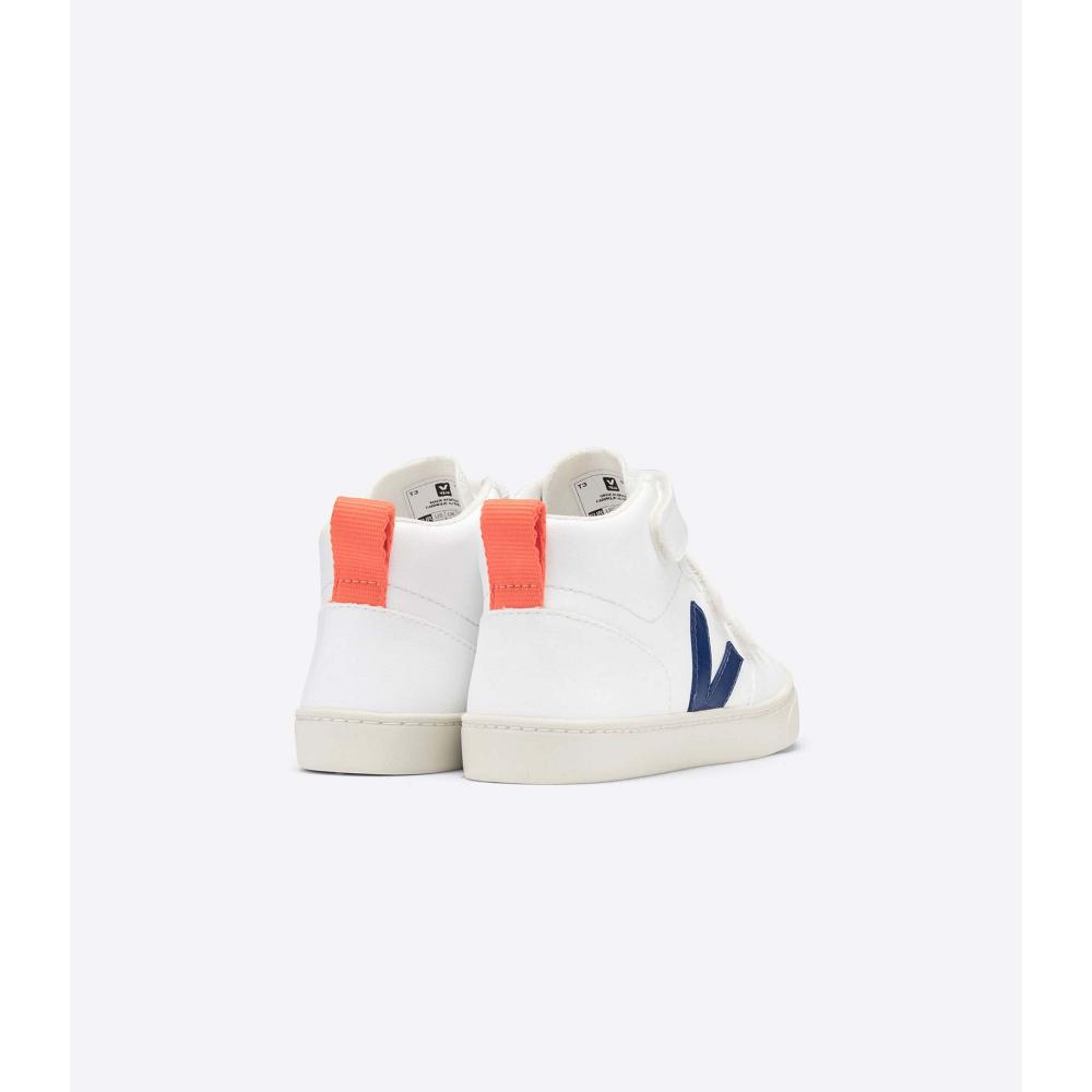 Veja V-10 MID CWL Kids' Shoes White/Blue/Orange | CA 796VRW